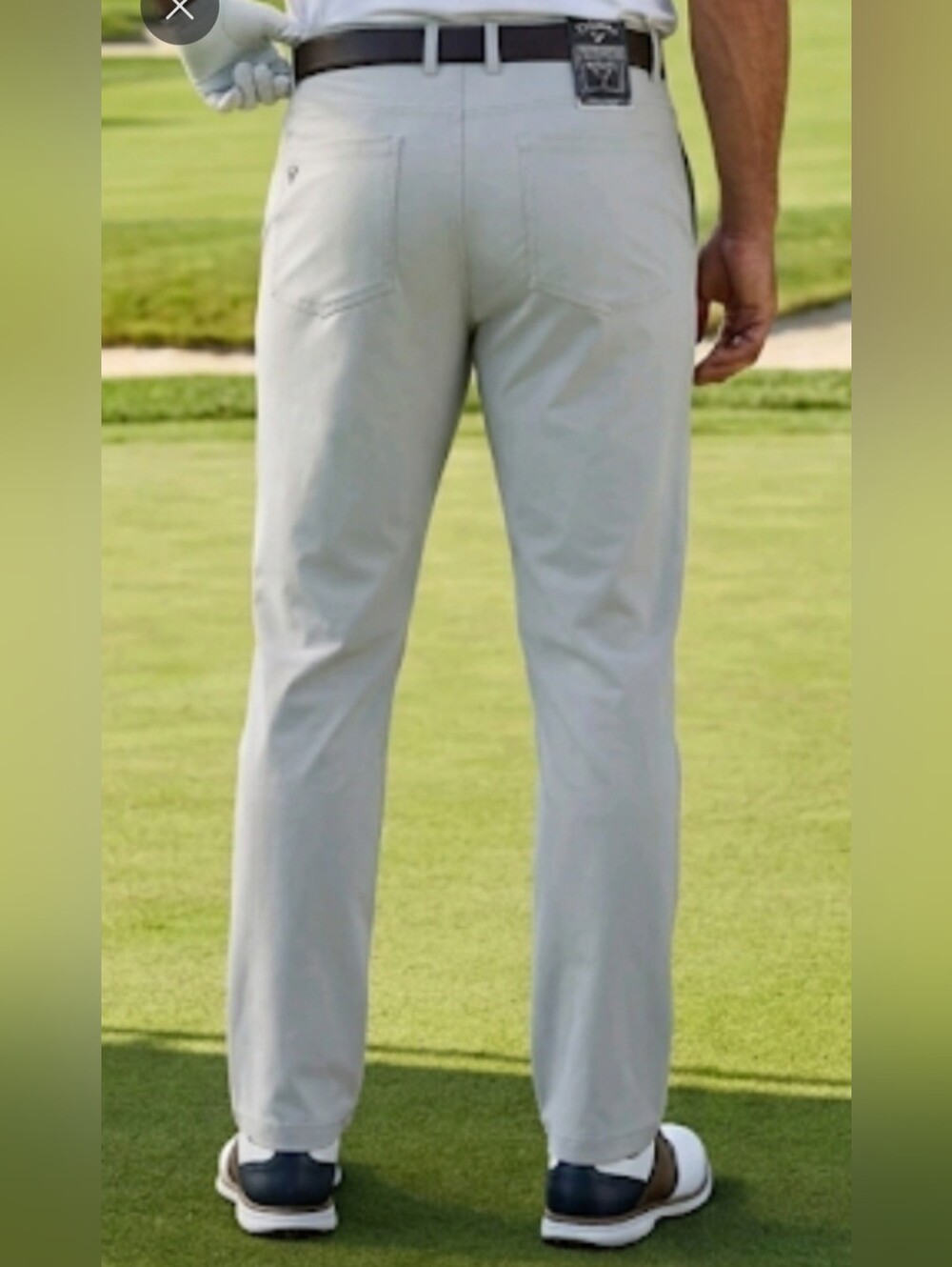 Callaway Men's SlimFit 5 Pocket Pants in a light gray color with stretch Sz40x30